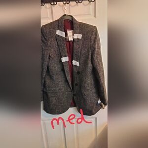 Express Charcoal Blazer with Burgundy Lining